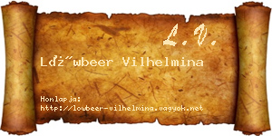 Löwbeer Vilhelmina névjegykártya